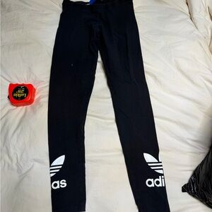 adidas Black Leggings with White Trefoil Logos